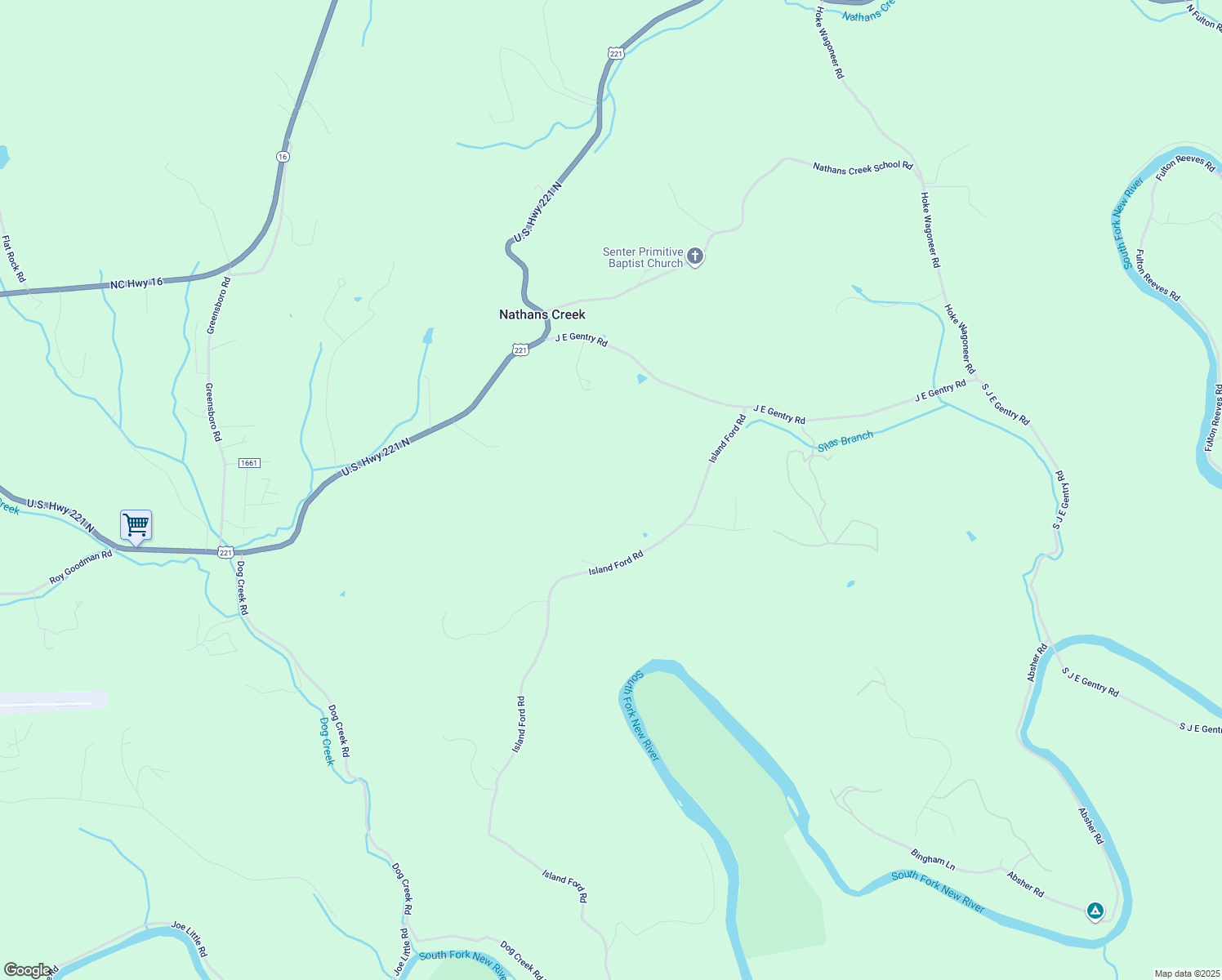 map of restaurants, bars, coffee shops, grocery stores, and more near 548 Island Ford Road in Crumpler