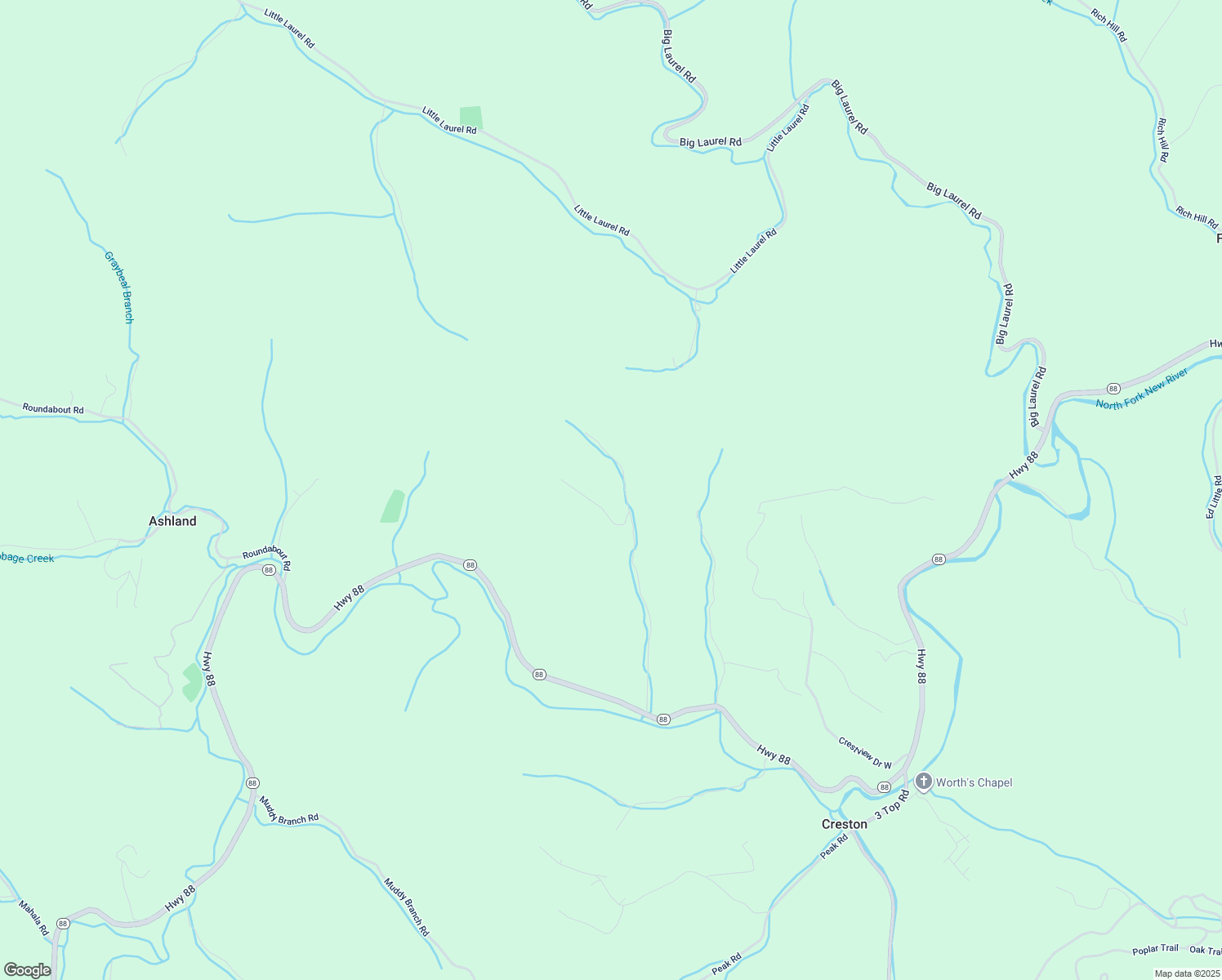 map of restaurants, bars, coffee shops, grocery stores, and more near 777 Baker Hollow Road in Creston