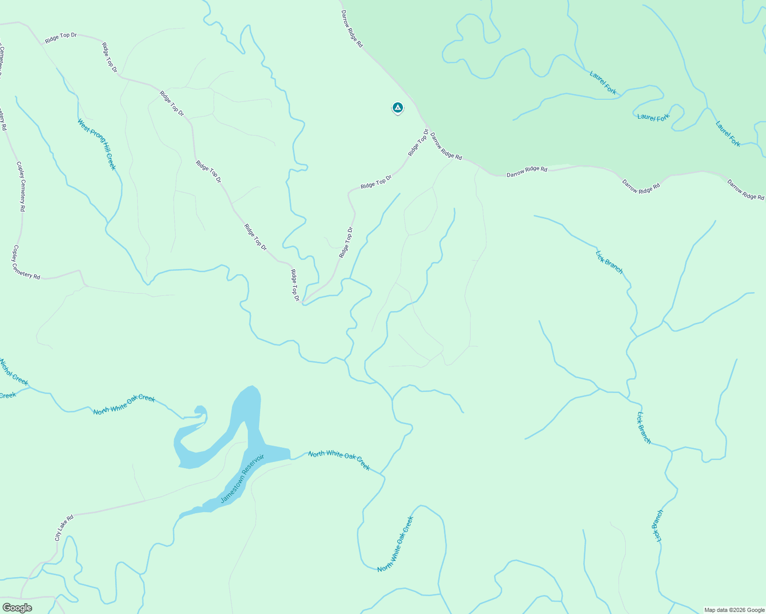 map of restaurants, bars, coffee shops, grocery stores, and more near Rockview Road in Jamestown