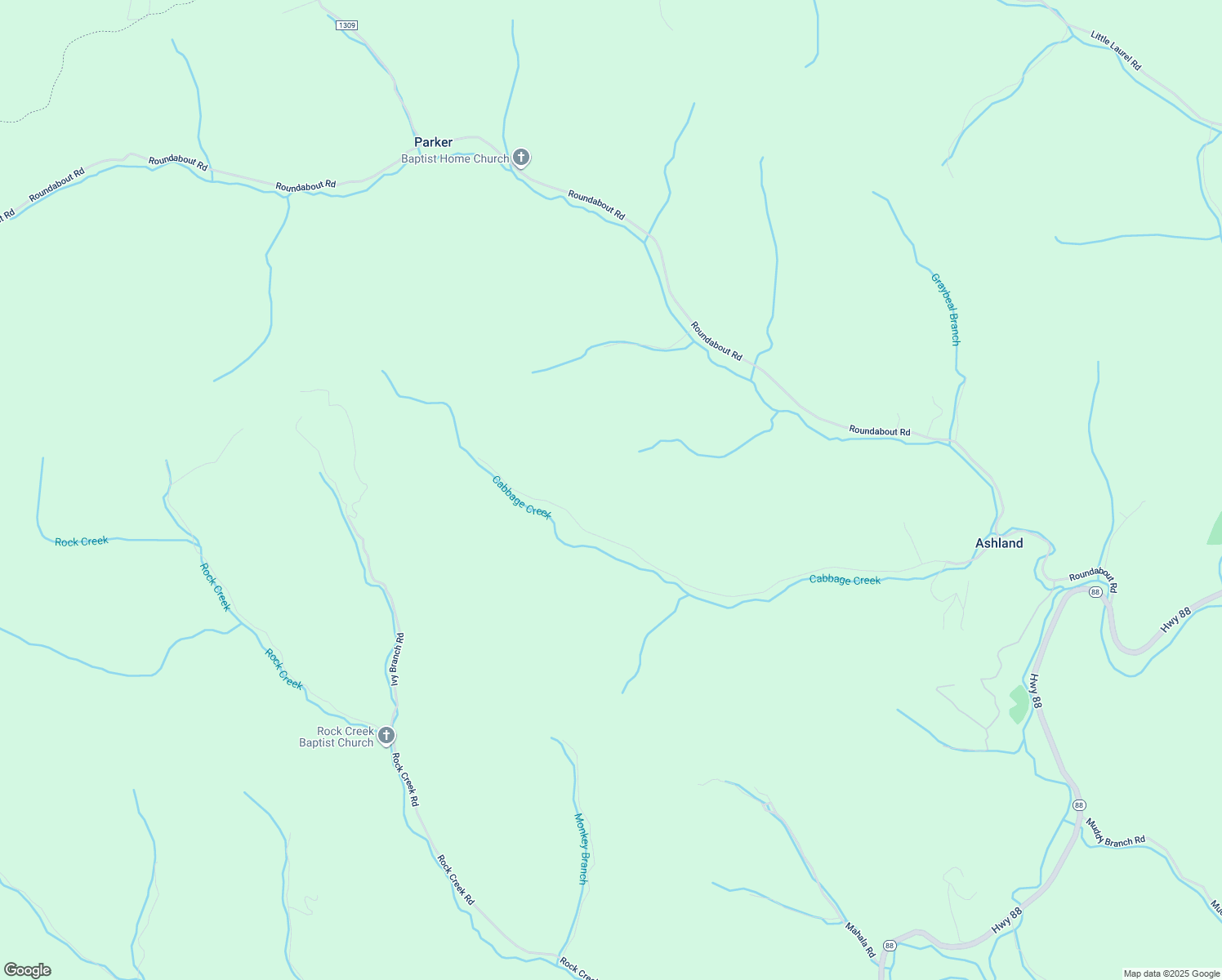 map of restaurants, bars, coffee shops, grocery stores, and more near 1227 Cabbage Creek Road in Creston