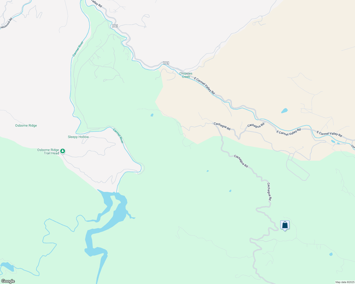 map of restaurants, bars, coffee shops, grocery stores, and more near 17114 Cachagua Road in Carmel Valley