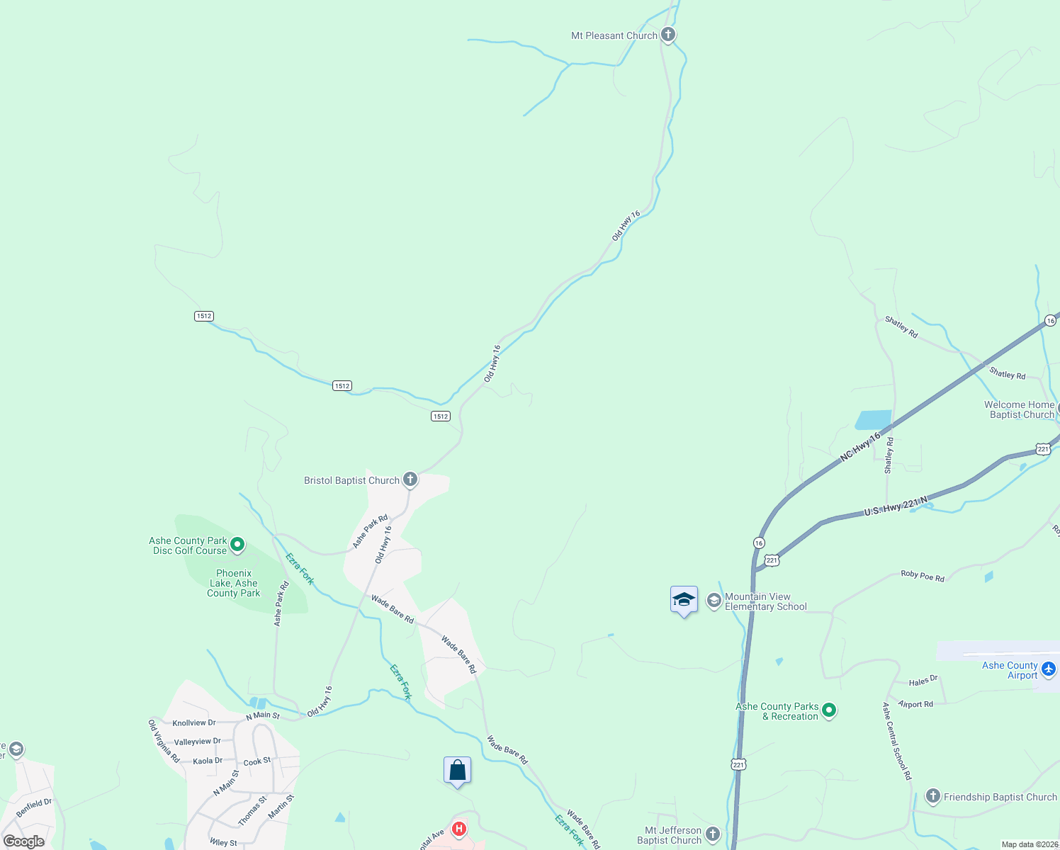 map of restaurants, bars, coffee shops, grocery stores, and more near 398 Phoenix Ridge Road in Jefferson