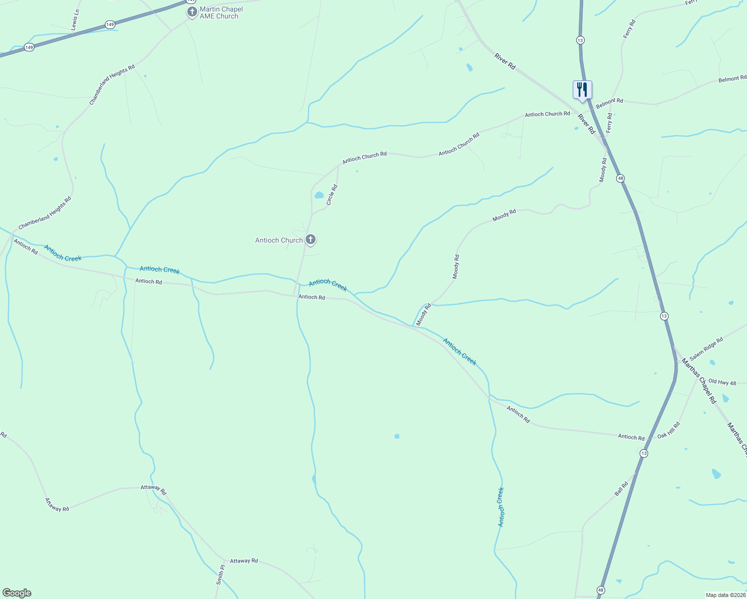 map of restaurants, bars, coffee shops, grocery stores, and more near 577 Antioch Road in Clarksville