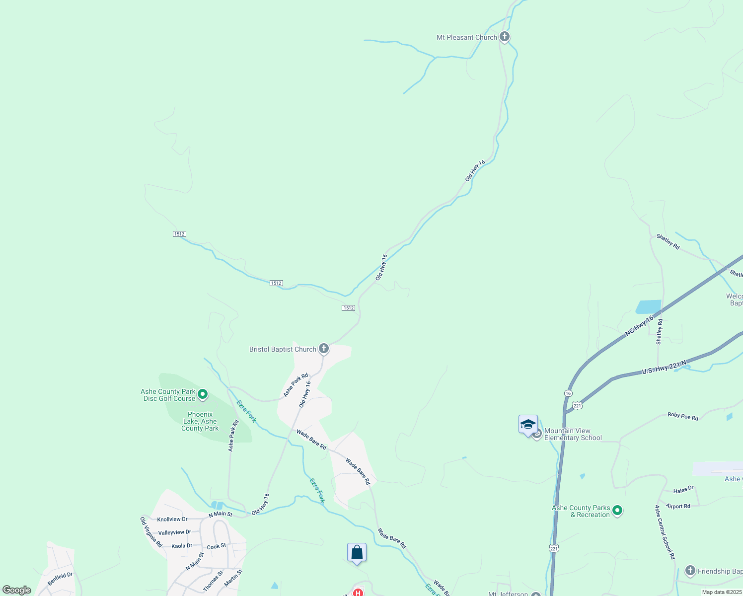map of restaurants, bars, coffee shops, grocery stores, and more near 2144 Old Highway 16 in Jefferson