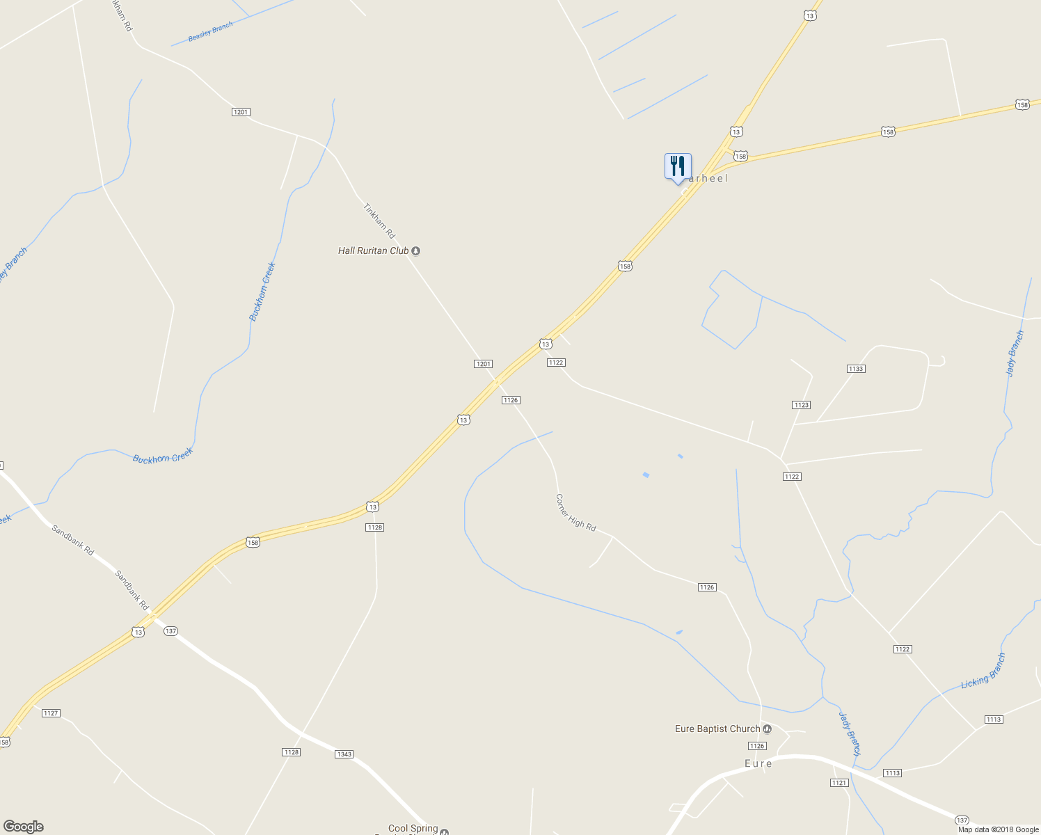 map of restaurants, bars, coffee shops, grocery stores, and more near 20 Corner High Road in Eure