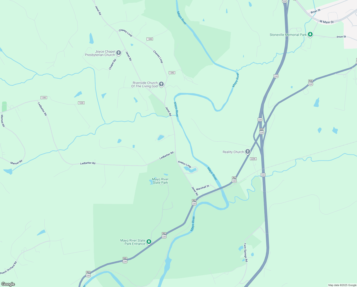 map of restaurants, bars, coffee shops, grocery stores, and more near 413 Janet Road in Stoneville