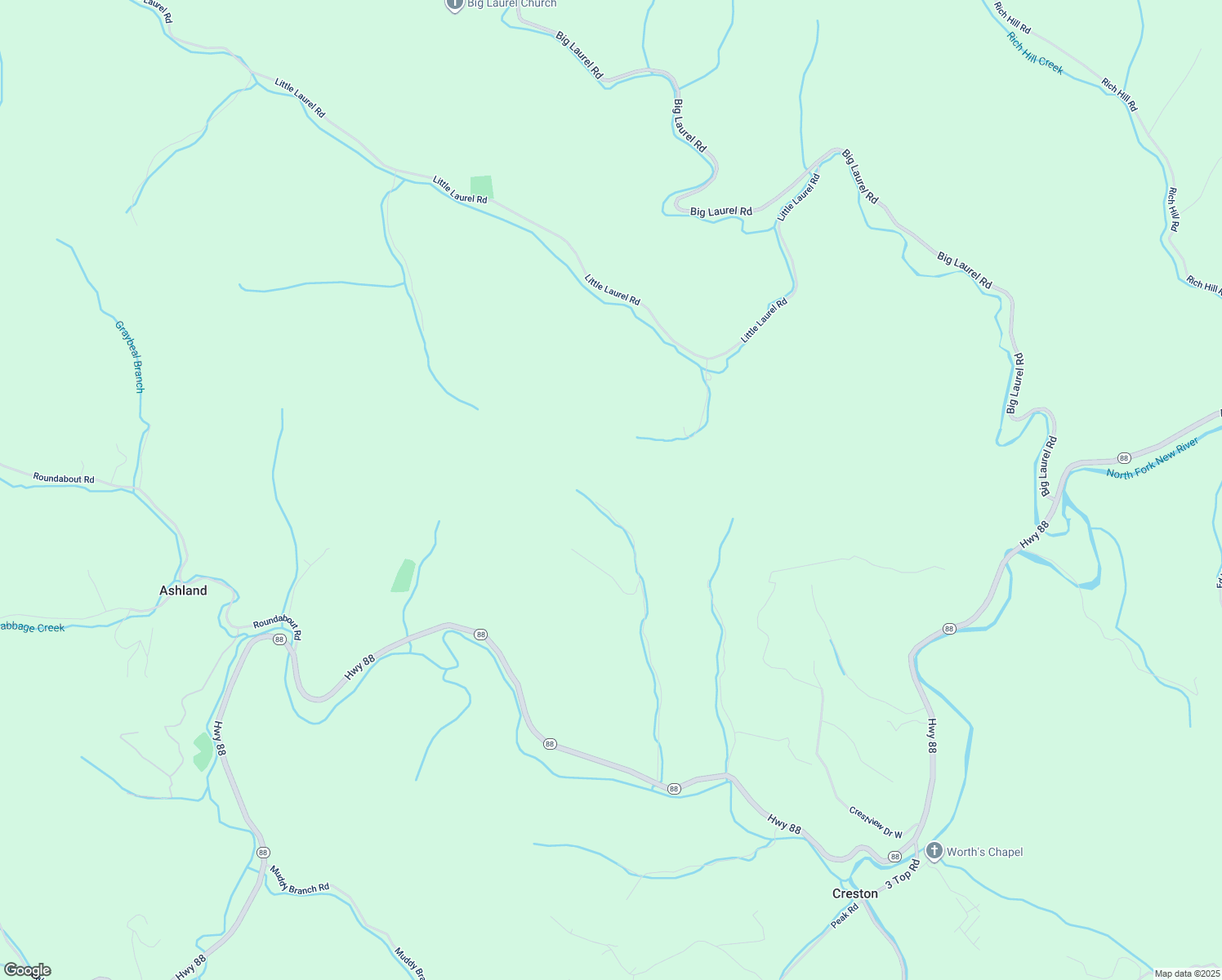 map of restaurants, bars, coffee shops, grocery stores, and more near 1014 Baker Hollow Road in Creston