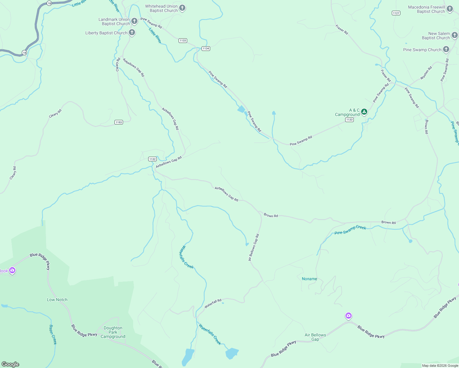 map of restaurants, bars, coffee shops, grocery stores, and more near Omega Way in Alleghany County