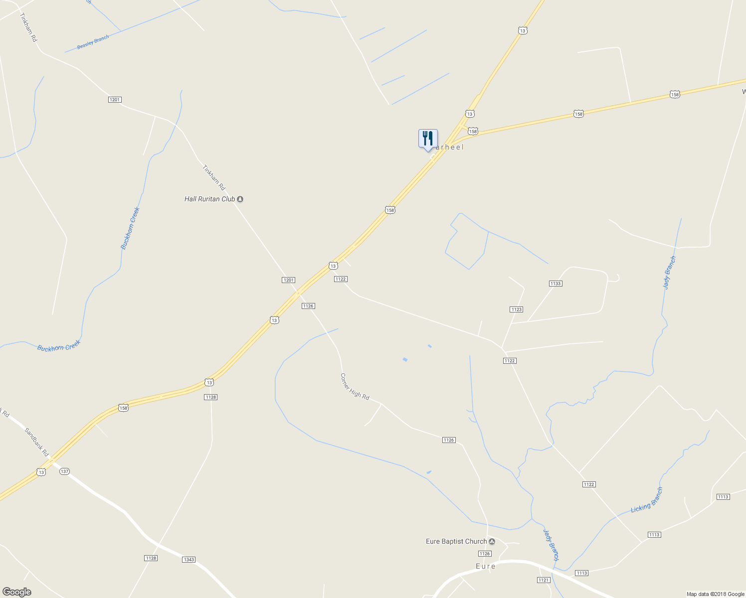 map of restaurants, bars, coffee shops, grocery stores, and more near 45 Hill Lane Road in Eure
