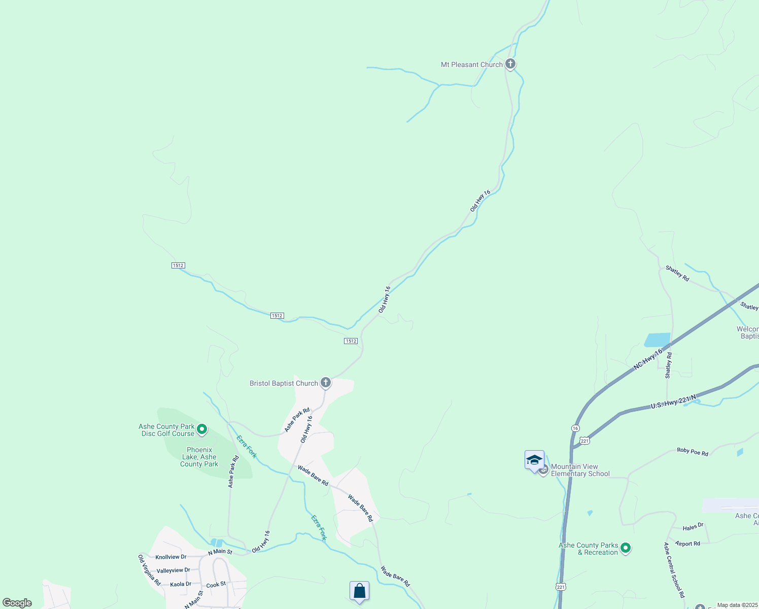 map of restaurants, bars, coffee shops, grocery stores, and more near 2281 Old Highway 16 in Jefferson