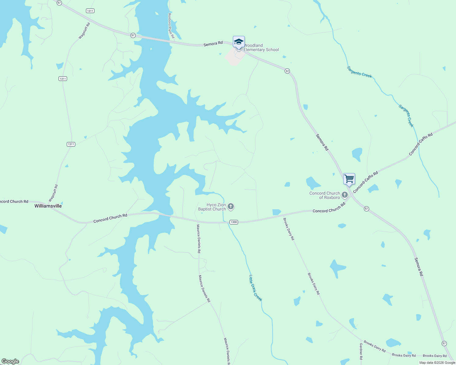 map of restaurants, bars, coffee shops, grocery stores, and more near 158 Woodberry Drive in Roxboro