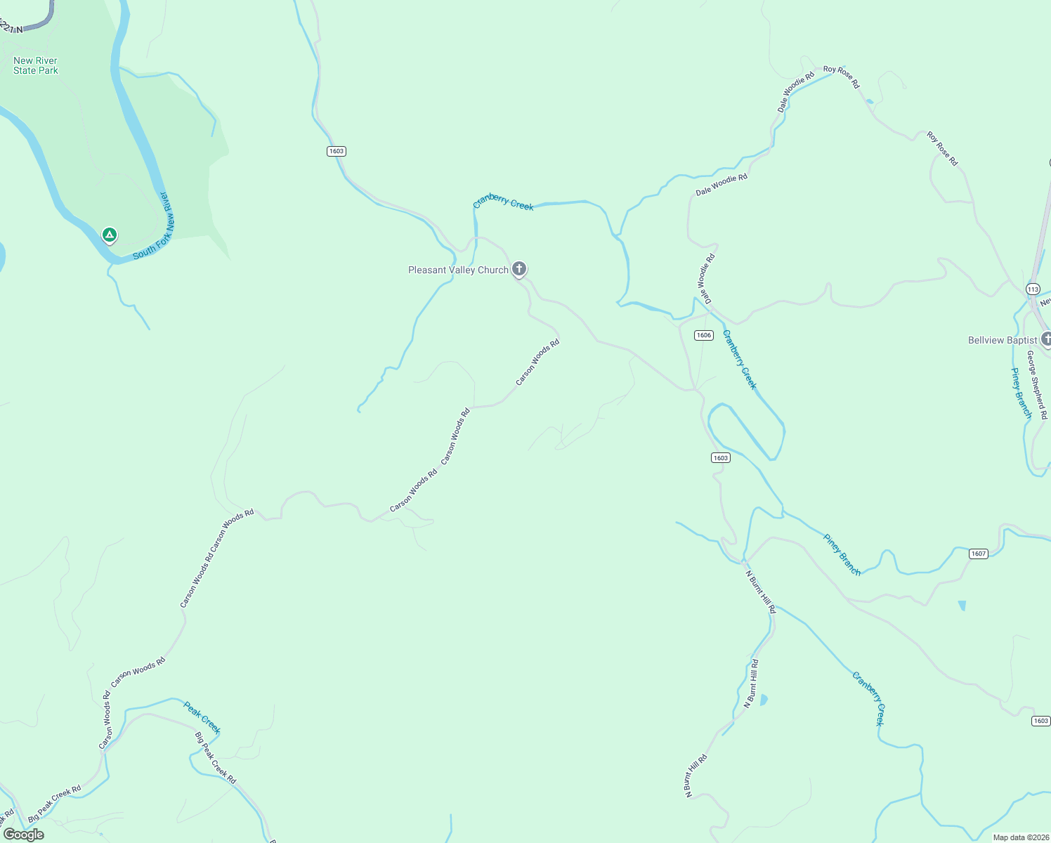 map of restaurants, bars, coffee shops, grocery stores, and more near 2650 Carson Woods Road in Laurel Springs