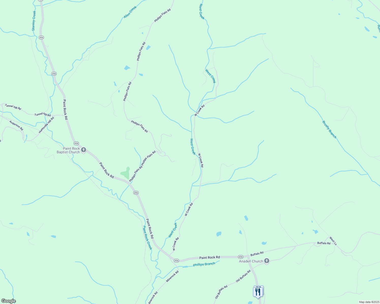 map of restaurants, bars, coffee shops, grocery stores, and more near 1227 West Creek Road in Oneida