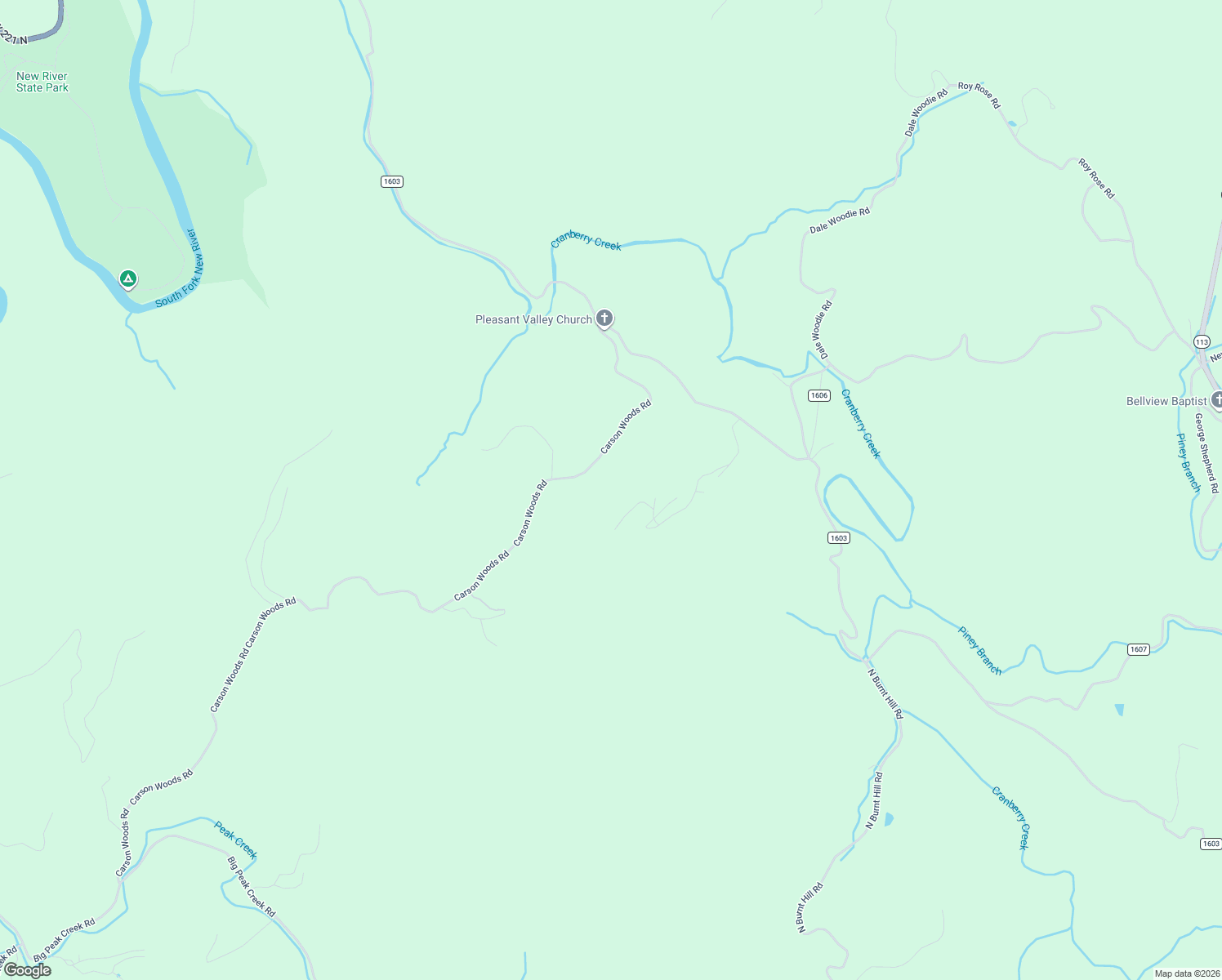 map of restaurants, bars, coffee shops, grocery stores, and more near 2650 Carson Woods Road in Laurel Springs