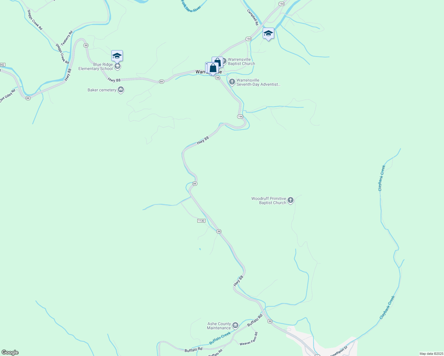 map of restaurants, bars, coffee shops, grocery stores, and more near 3664 North Carolina 88 in Warrensville