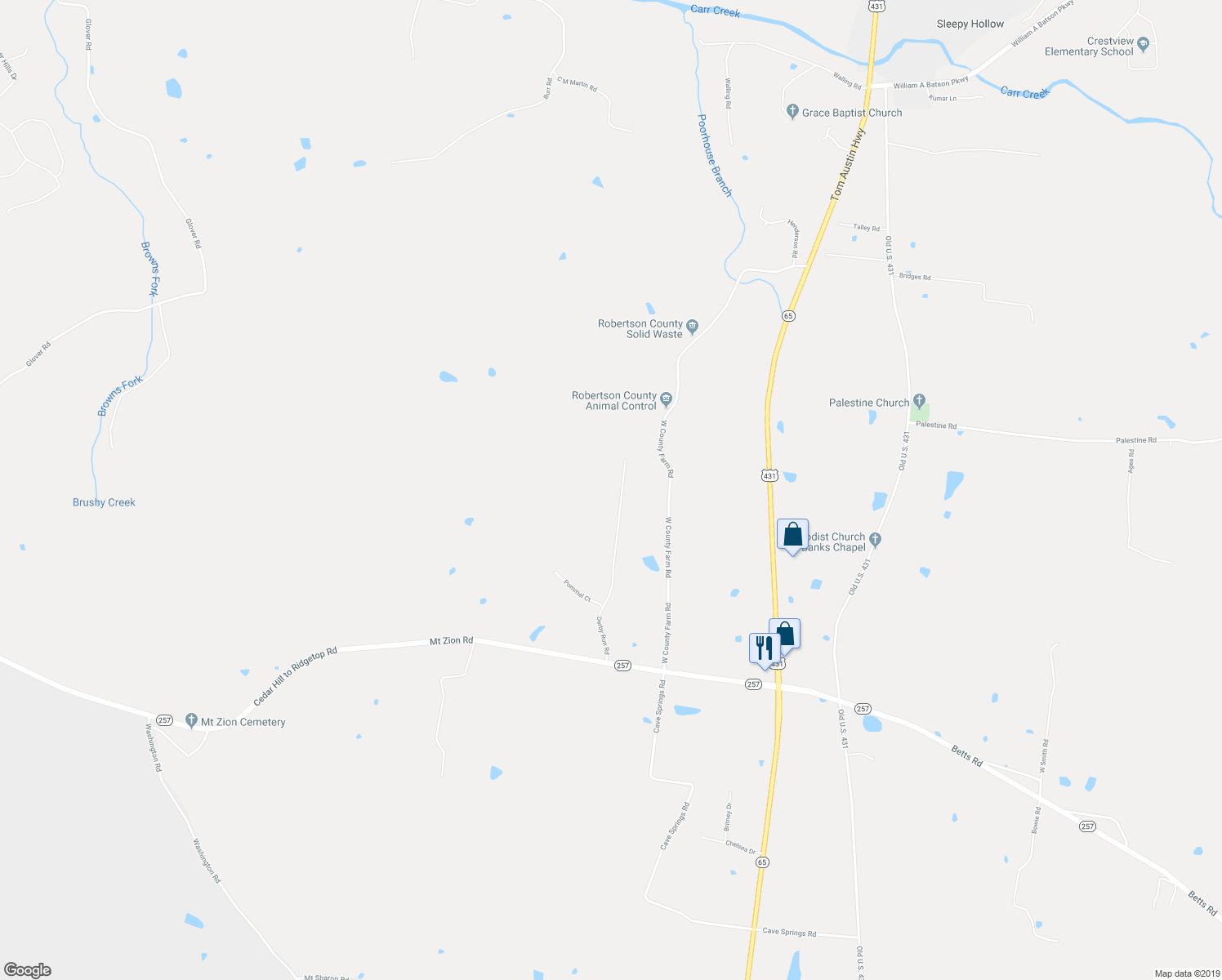map of restaurants, bars, coffee shops, grocery stores, and more near 2752 Derby Run Road in Springfield