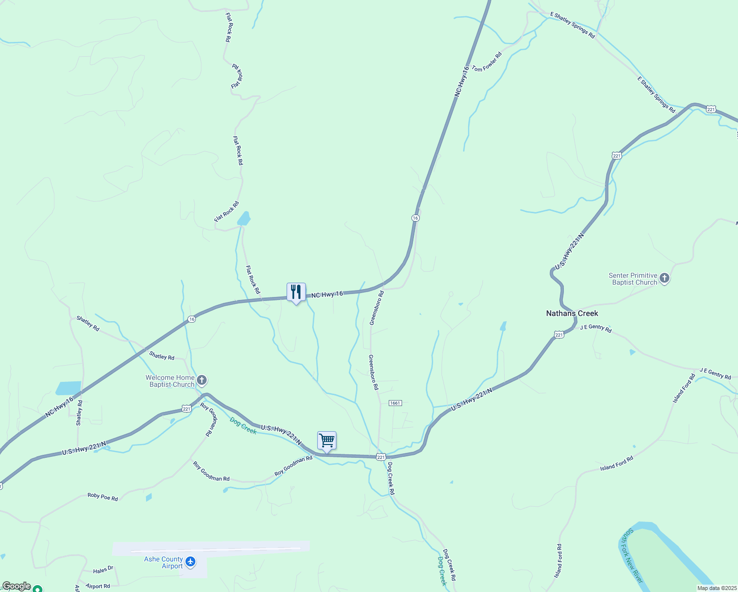 map of restaurants, bars, coffee shops, grocery stores, and more near 192 Greensboro Road in Crumpler