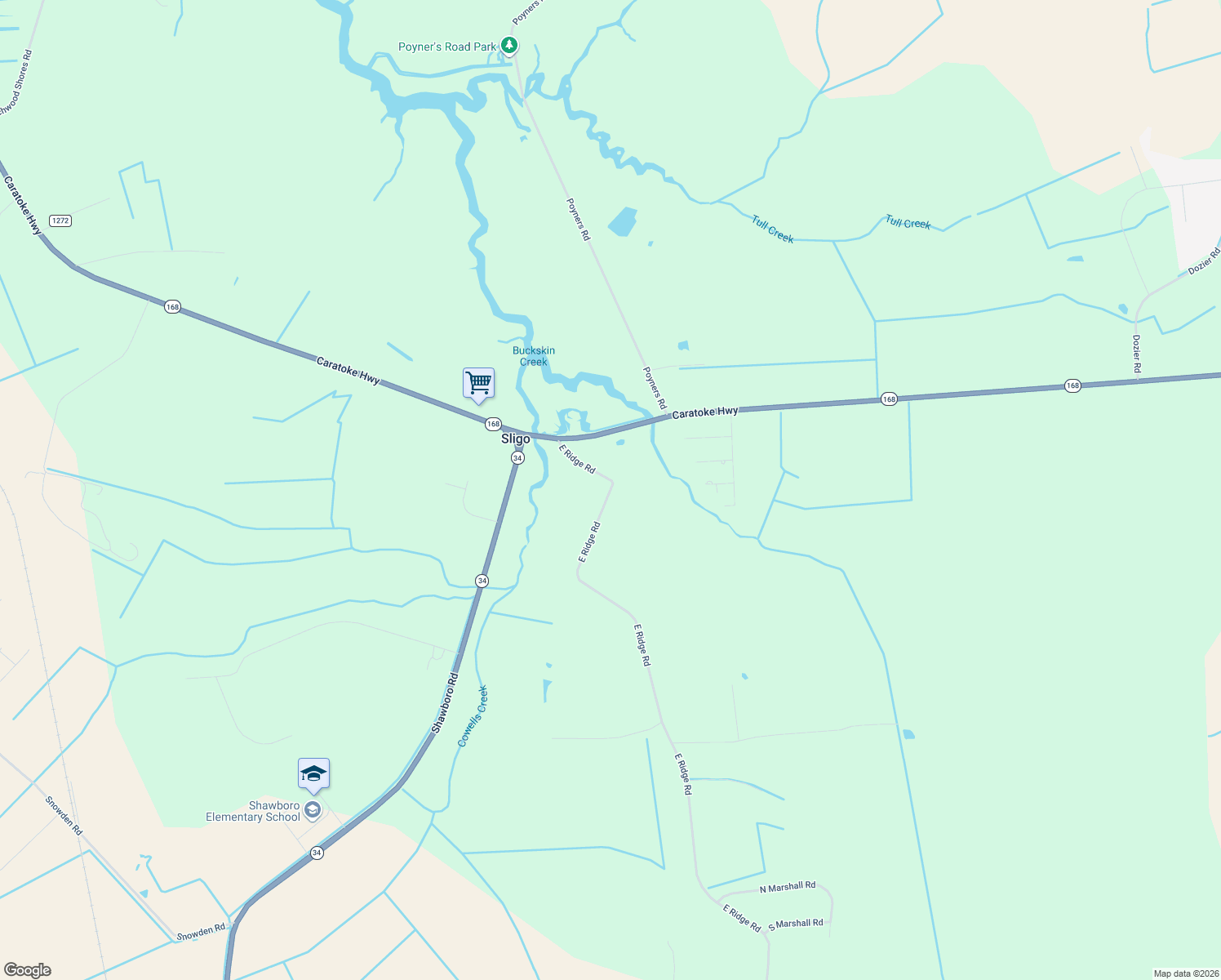 map of restaurants, bars, coffee shops, grocery stores, and more near 216 E Ridge Rd in Currituck