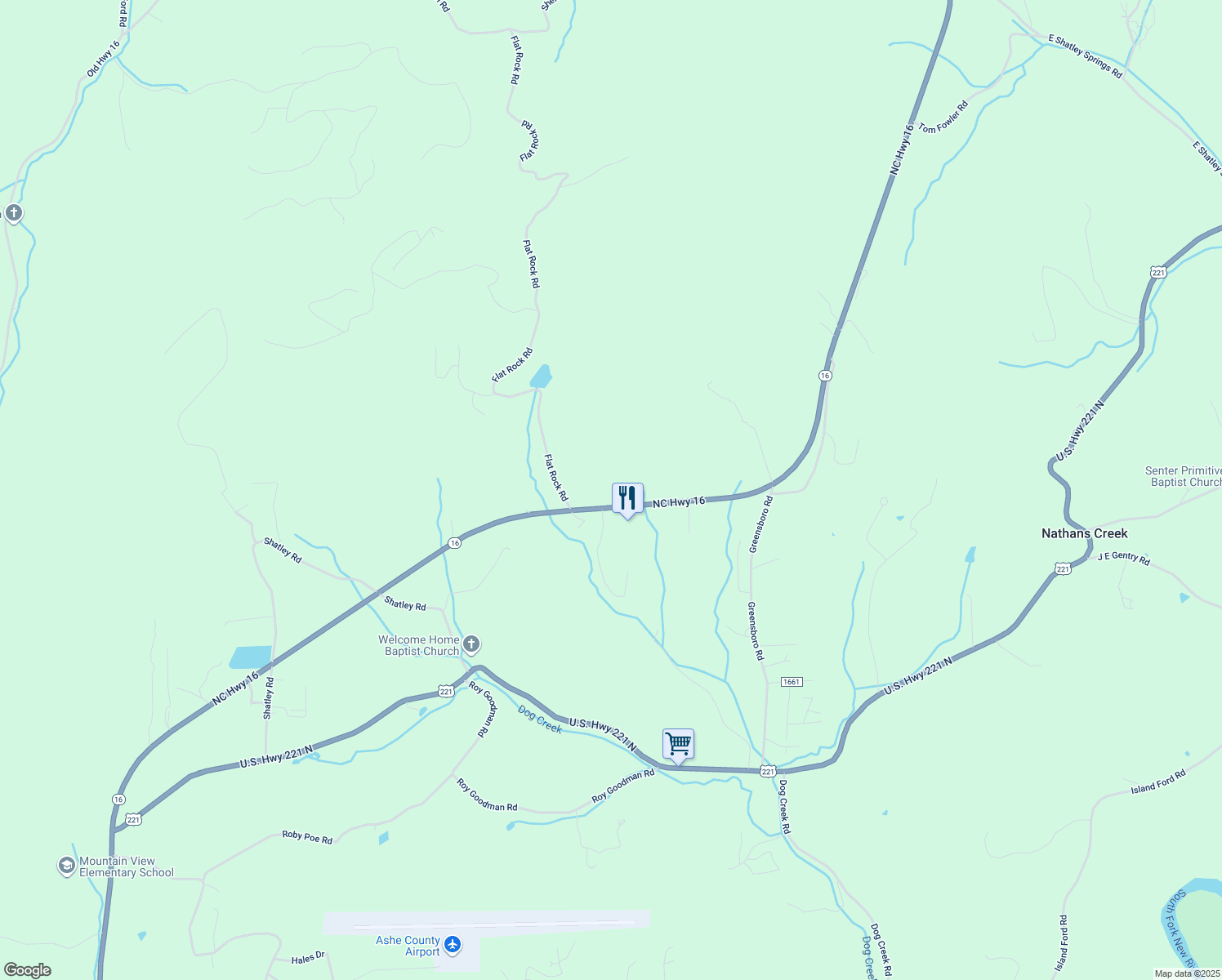 map of restaurants, bars, coffee shops, grocery stores, and more near 1947 North Carolina 16 in Crumpler