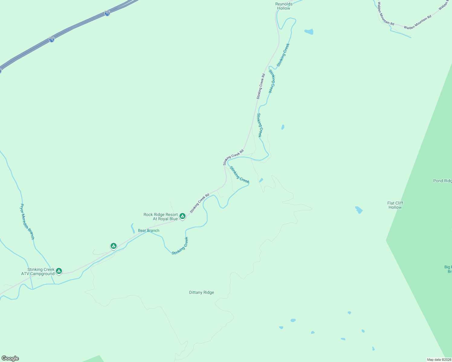 map of restaurants, bars, coffee shops, grocery stores, and more near Stinking Creek Road in Pioneer