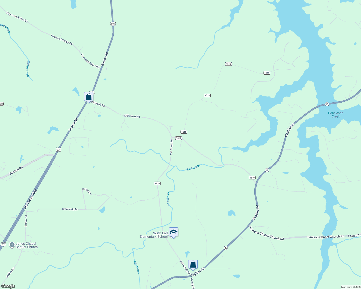 map of restaurants, bars, coffee shops, grocery stores, and more near 921 Streets Store Road in Roxboro