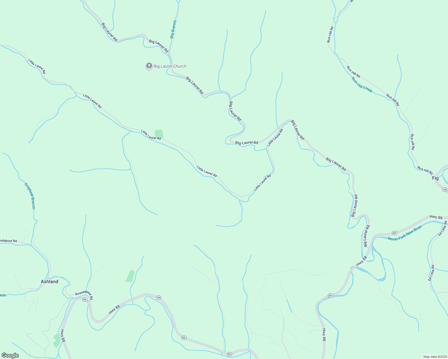 map of restaurants, bars, coffee shops, grocery stores, and more near 1062 Little Laurel Road in Creston
