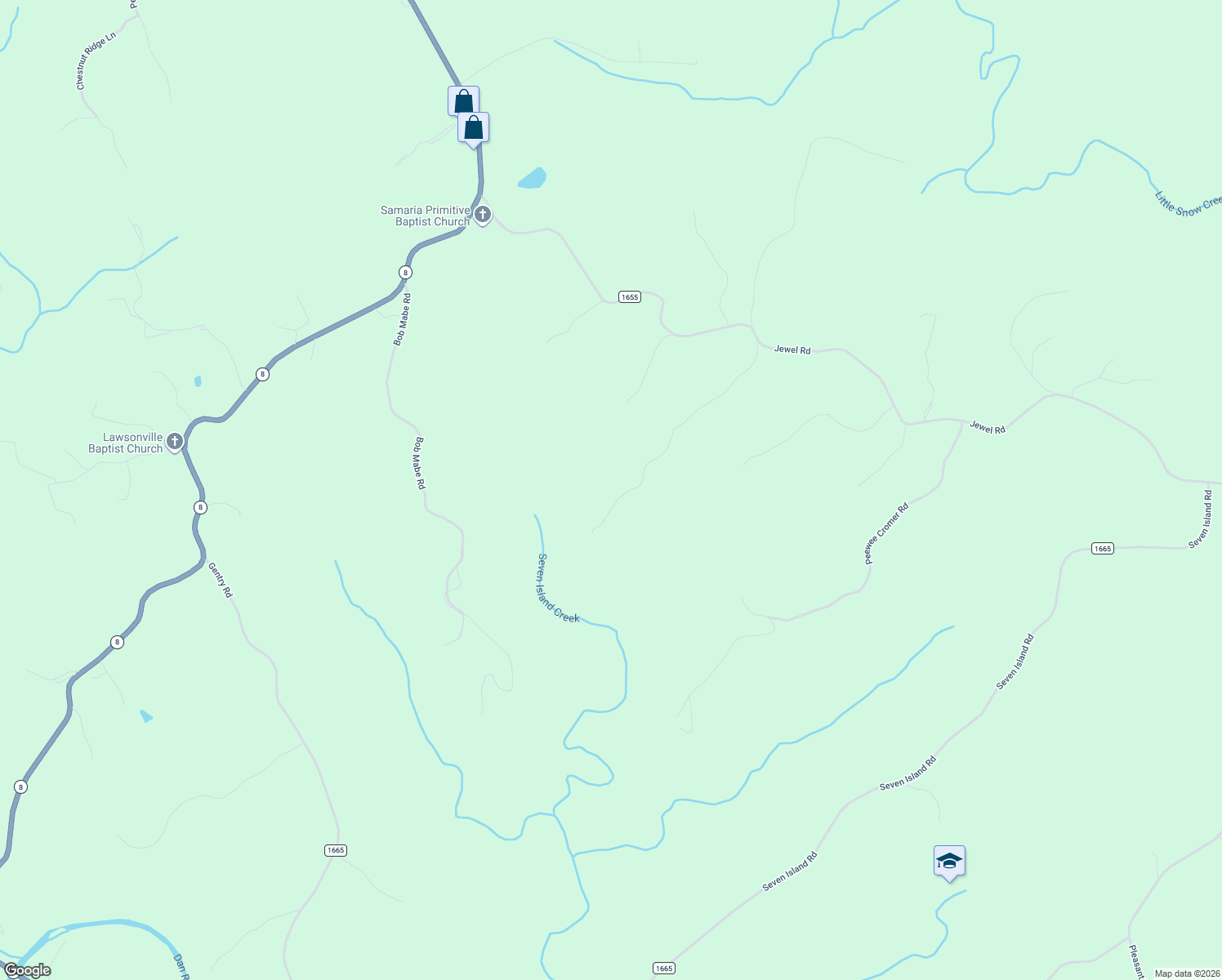 map of restaurants, bars, coffee shops, grocery stores, and more near 1324 Hardie Mabe Road in Danbury