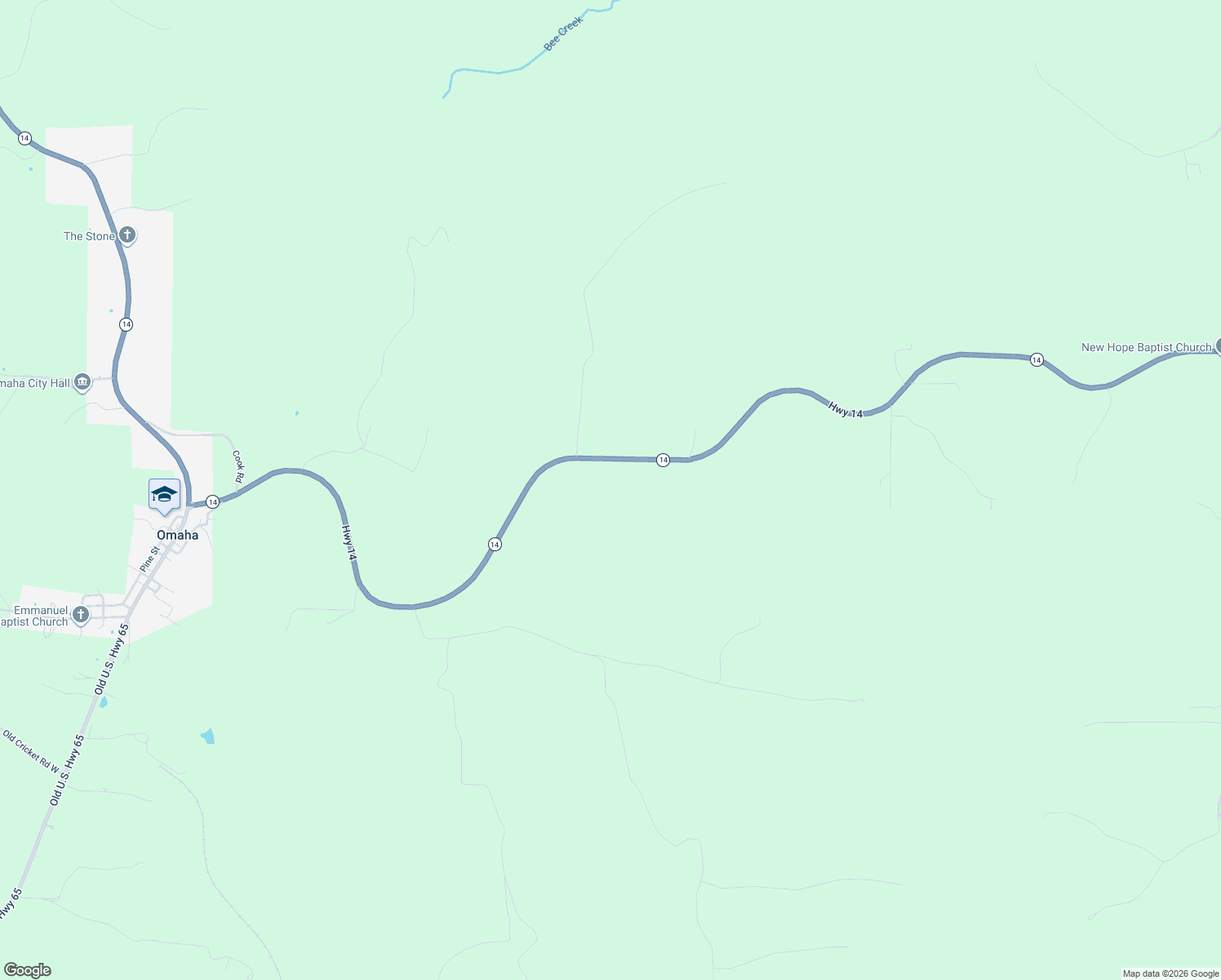 map of restaurants, bars, coffee shops, grocery stores, and more near 9415 Arkansas 14 in Omaha