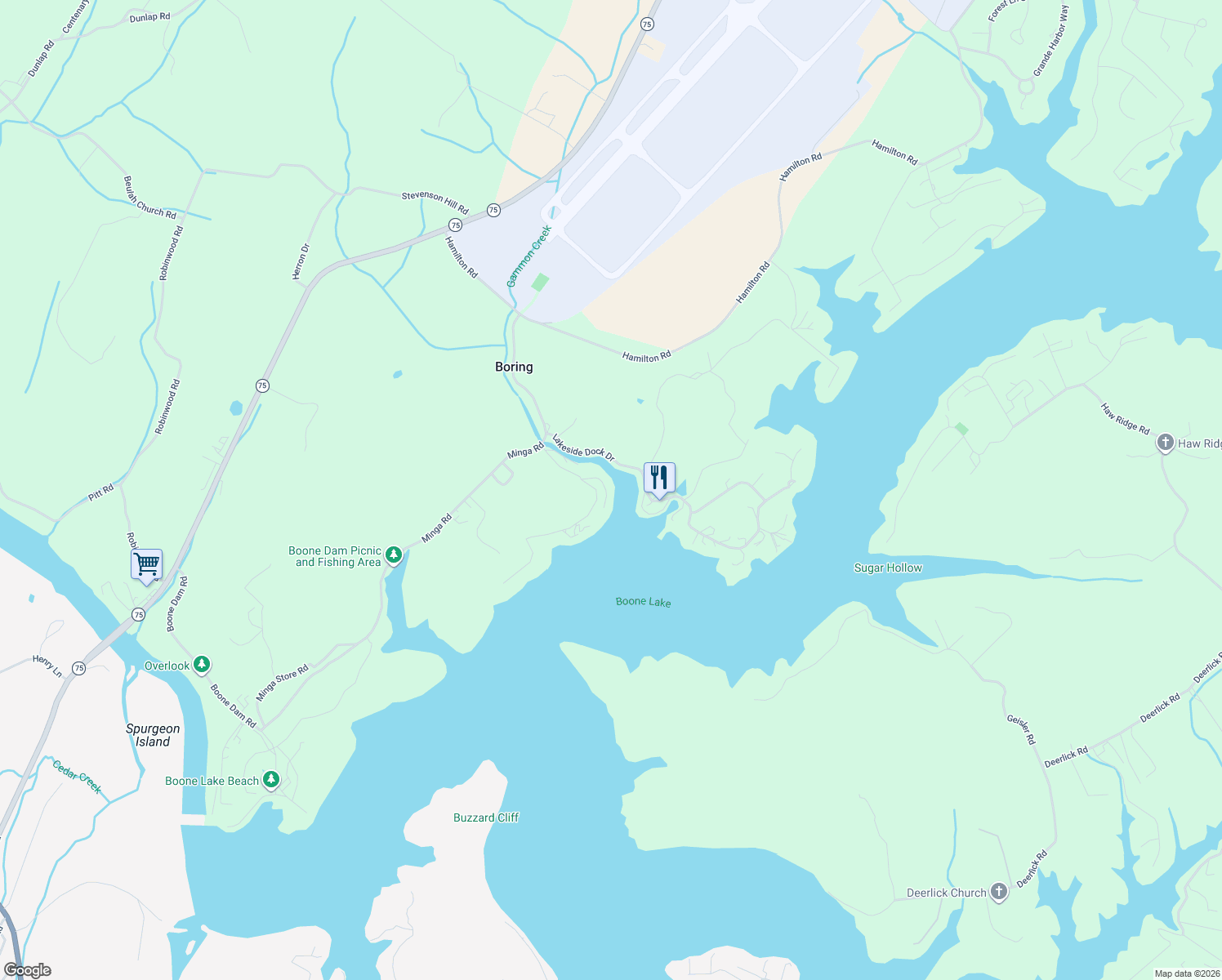 map of restaurants, bars, coffee shops, grocery stores, and more near 431 Cope Road in Kingsport