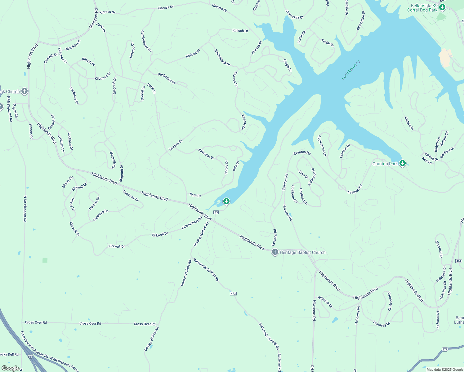 map of restaurants, bars, coffee shops, grocery stores, and more near 61 Rath Drive in Bella Vista