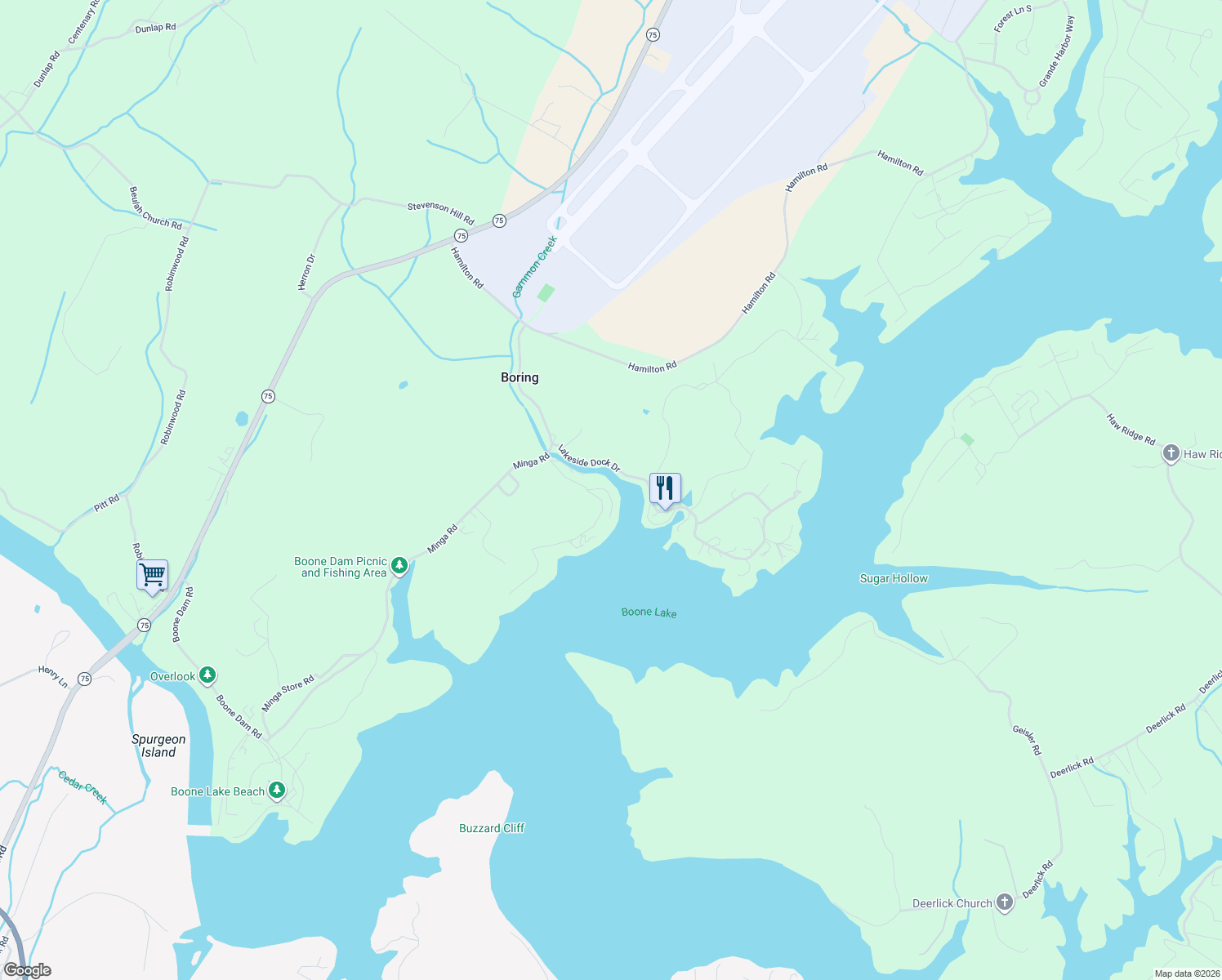 map of restaurants, bars, coffee shops, grocery stores, and more near 431 Cope Road in Kingsport