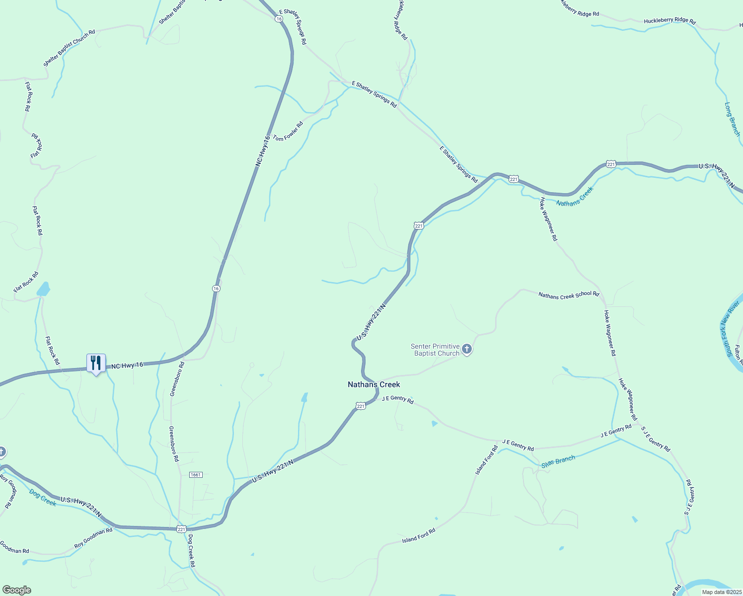 map of restaurants, bars, coffee shops, grocery stores, and more near 176 Absher Farm Road in Crumpler