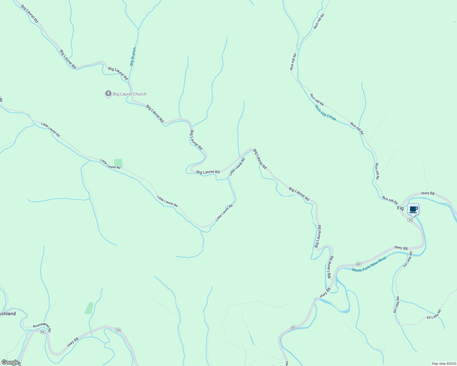 map of restaurants, bars, coffee shops, grocery stores, and more near 330 Little Laurel Road in Creston