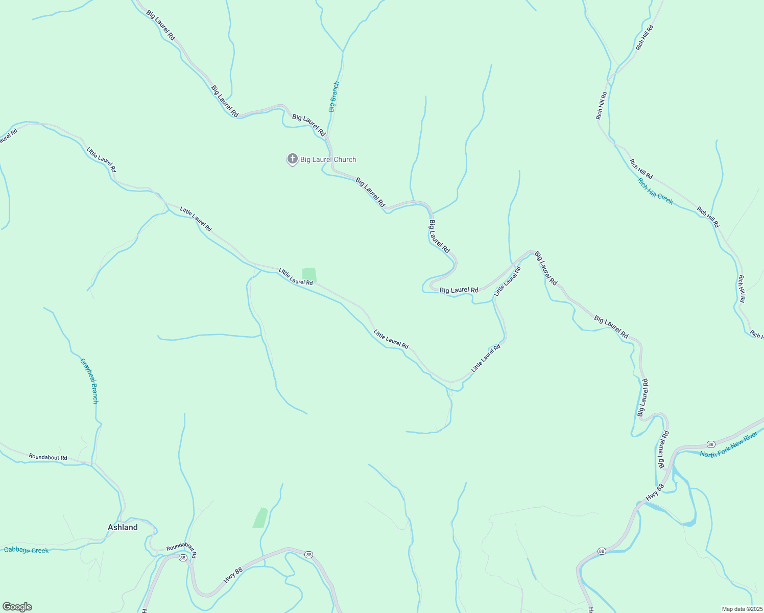 map of restaurants, bars, coffee shops, grocery stores, and more near 1268 Little Laurel Road in Creston