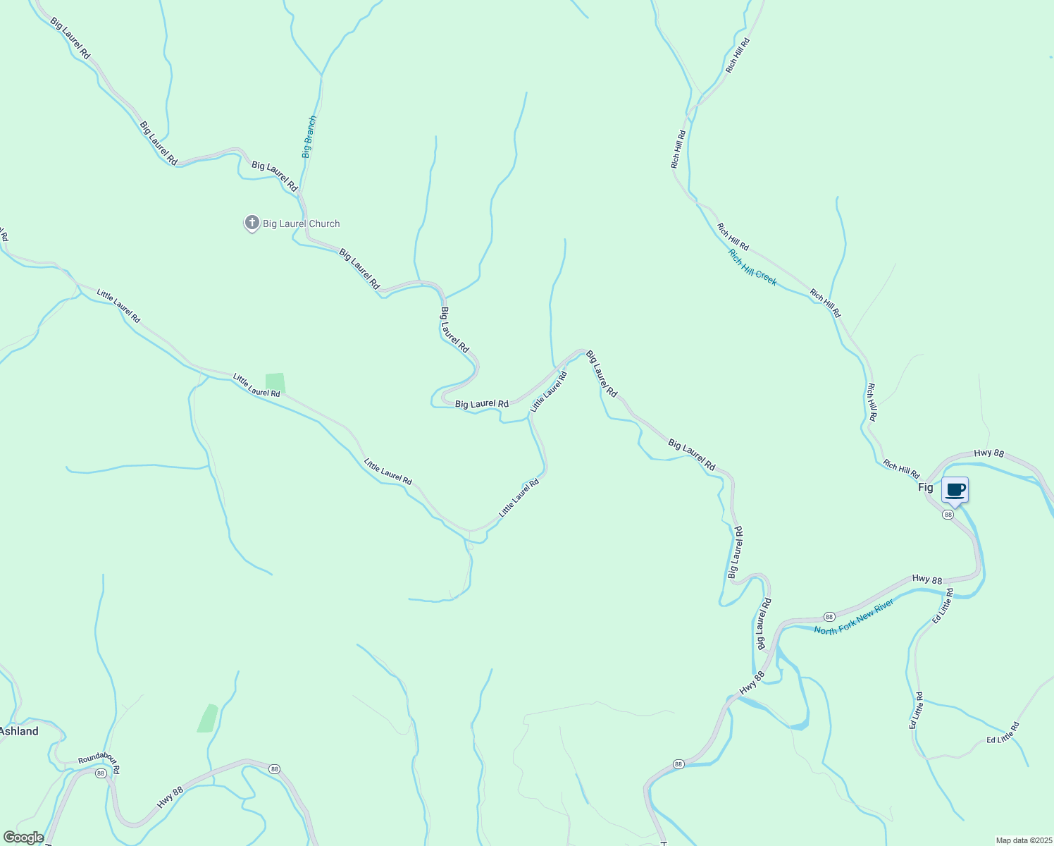 map of restaurants, bars, coffee shops, grocery stores, and more near 330 Little Laurel Road in Creston
