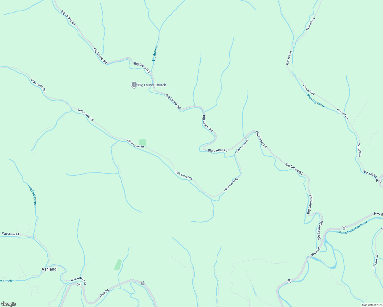 map of restaurants, bars, coffee shops, grocery stores, and more near 1062 Little Laurel Road in Creston
