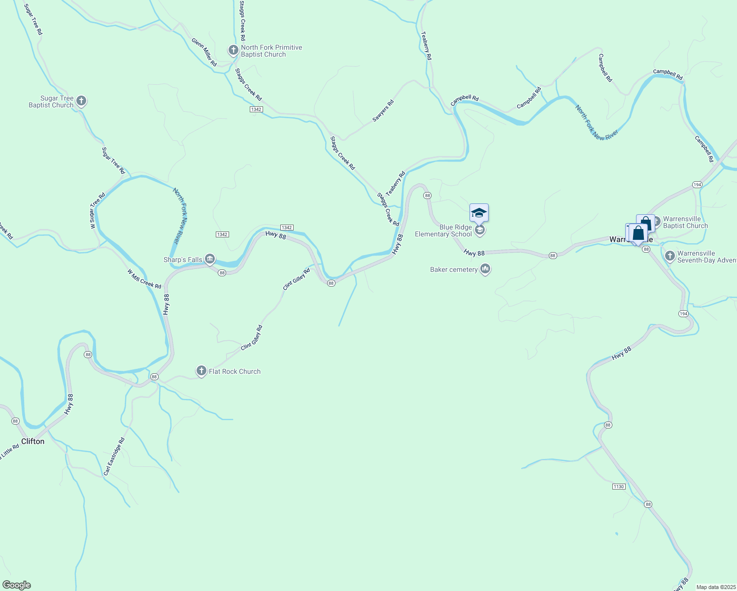 map of restaurants, bars, coffee shops, grocery stores, and more near 224 Little Bucks Lane in Warrensville