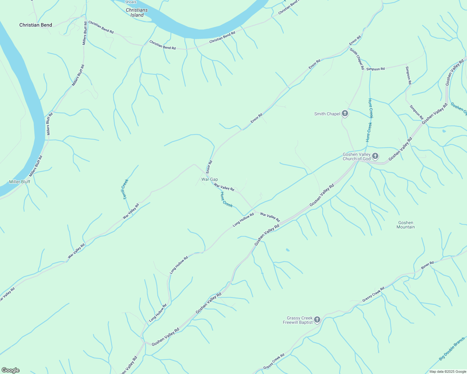 map of restaurants, bars, coffee shops, grocery stores, and more near 408 War Valley Road in Church Hill