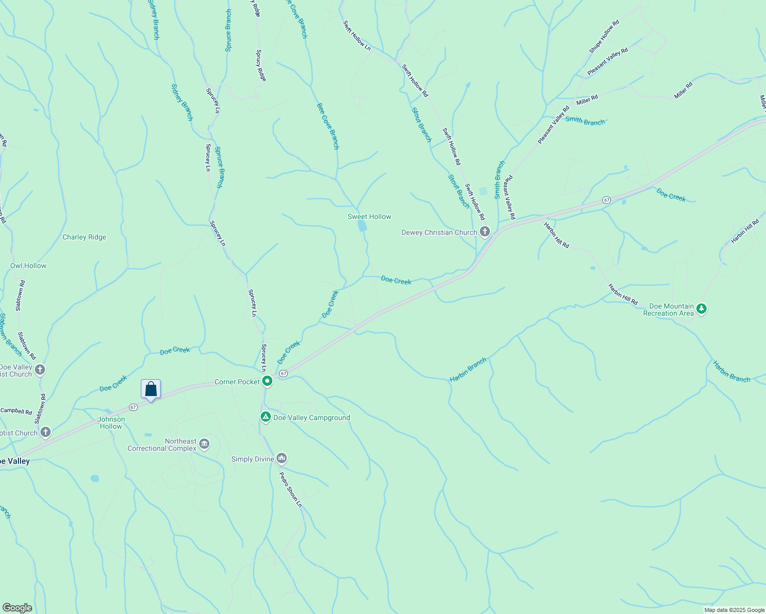 map of restaurants, bars, coffee shops, grocery stores, and more near 166 Burley Shouns Lane in Mountain City