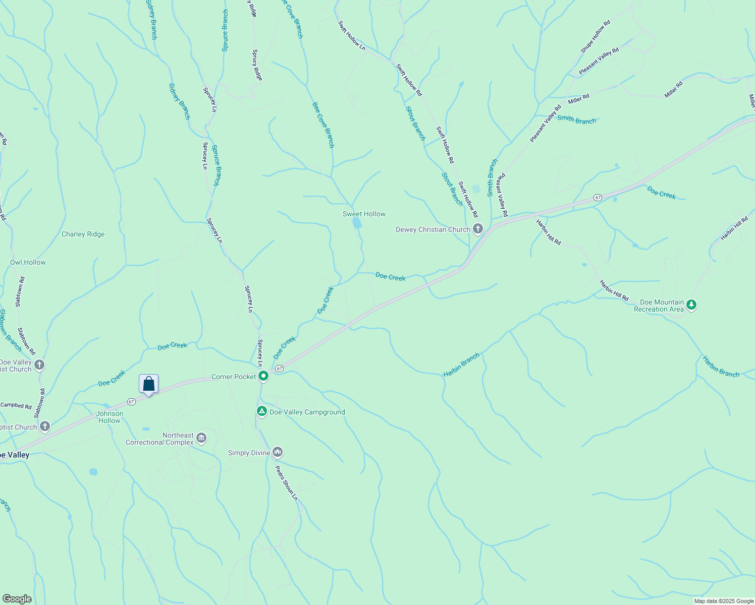 map of restaurants, bars, coffee shops, grocery stores, and more near 166 Burley Shouns Lane in Mountain City