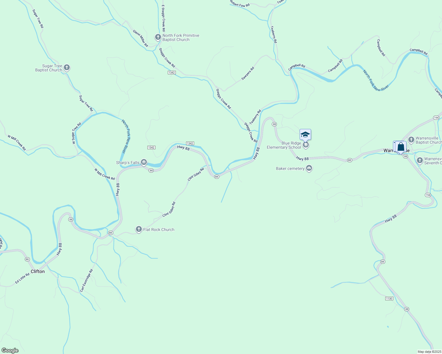 map of restaurants, bars, coffee shops, grocery stores, and more near 6943 North Carolina 88 in Warrensville