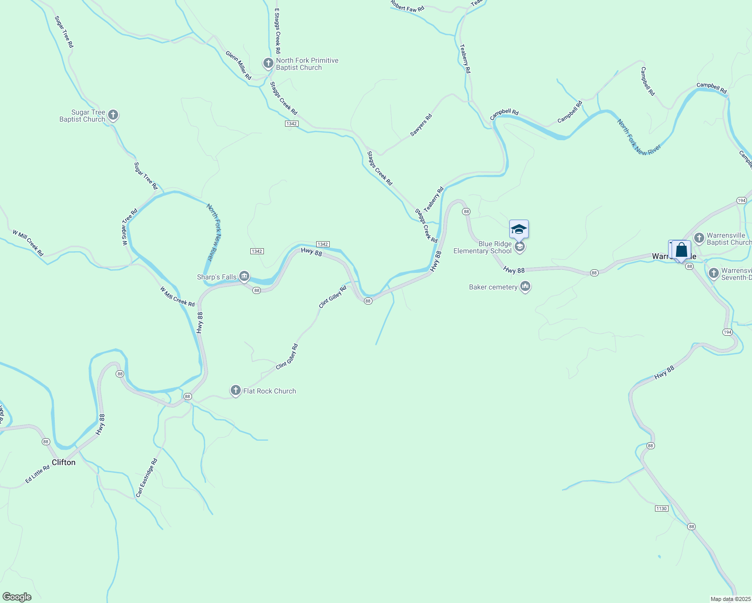 map of restaurants, bars, coffee shops, grocery stores, and more near 6943 North Carolina 88 in Warrensville