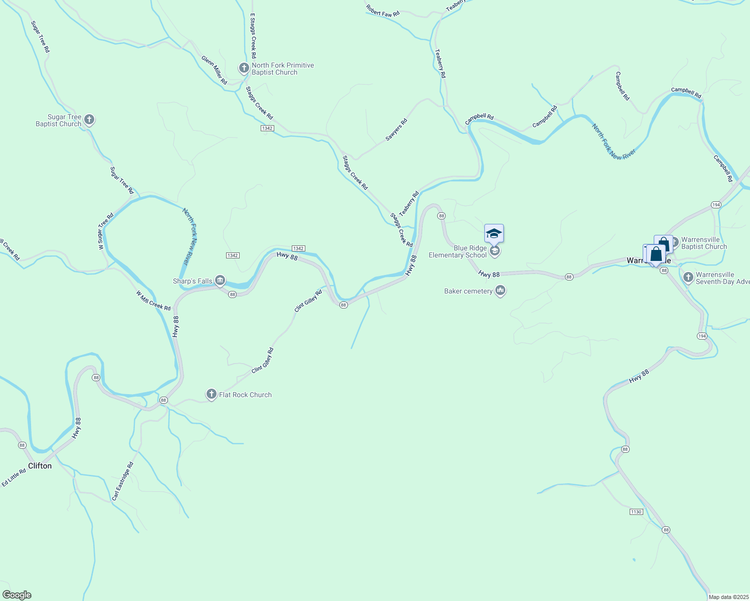 map of restaurants, bars, coffee shops, grocery stores, and more near 6829 North Carolina 88 in Warrensville