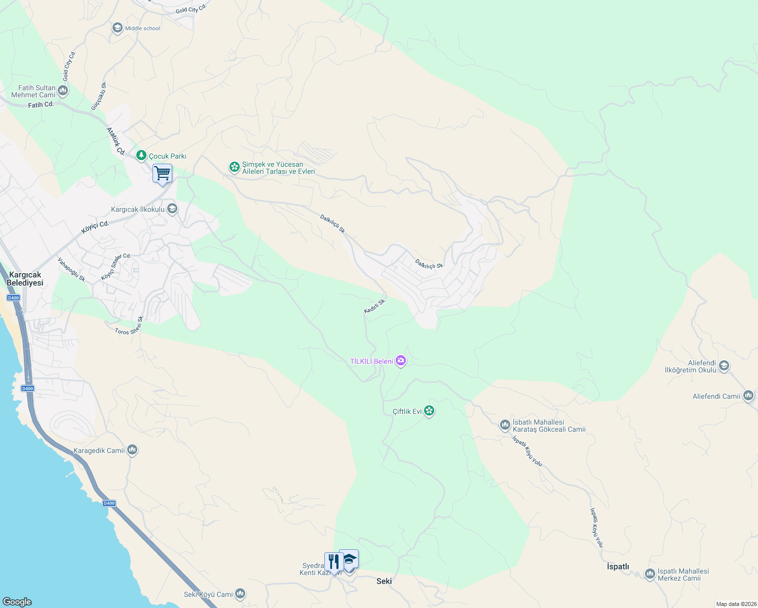 map of restaurants, bars, coffee shops, grocery stores, and more near 5 153. Sokak in Alanya