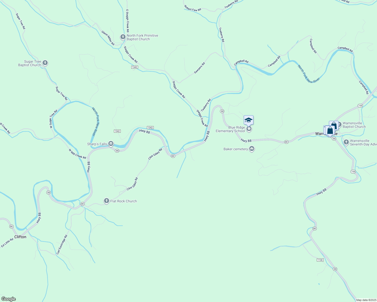 map of restaurants, bars, coffee shops, grocery stores, and more near 6829 North Carolina 88 in Warrensville