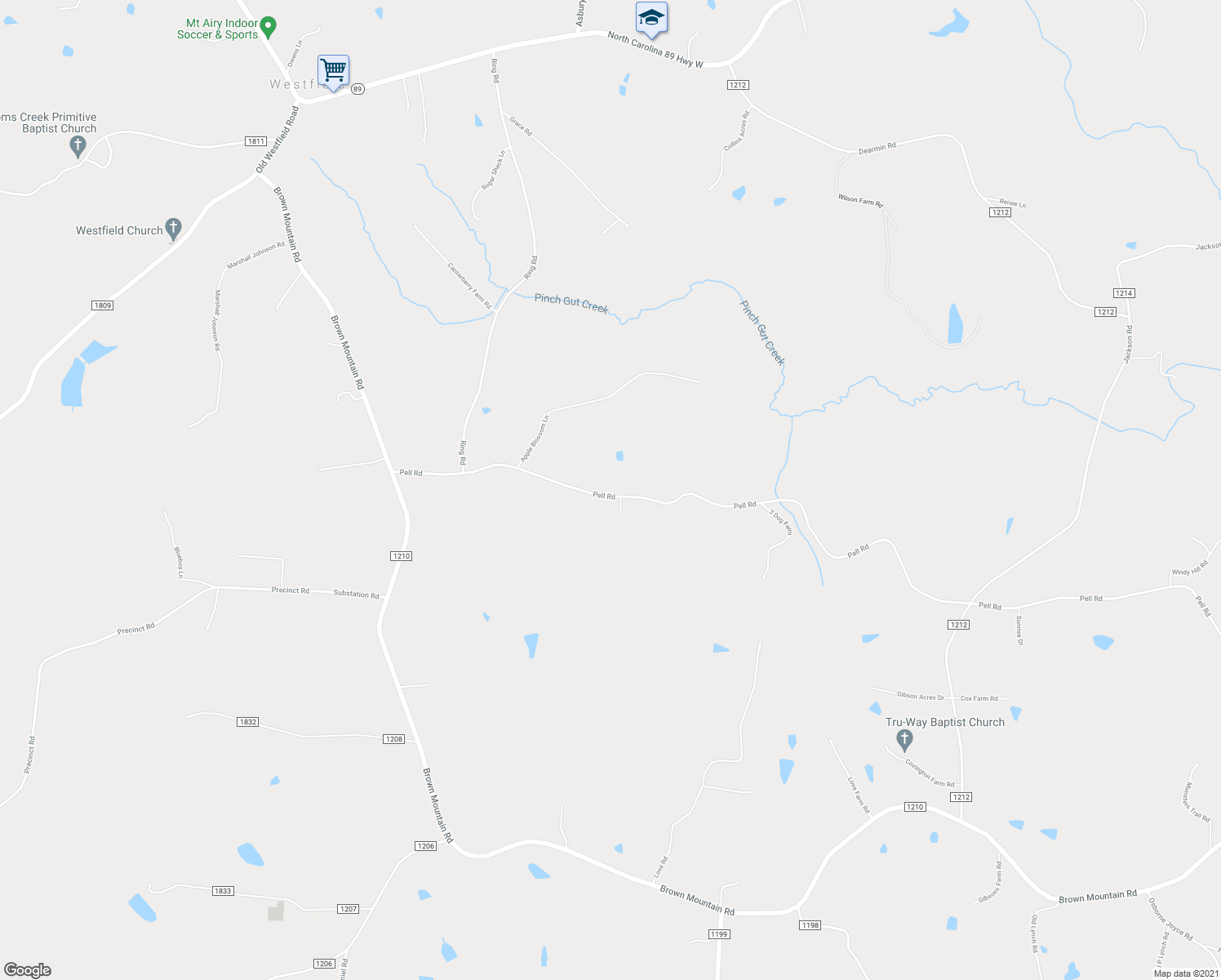 map of restaurants, bars, coffee shops, grocery stores, and more near 1325 Pell Road in Westfield