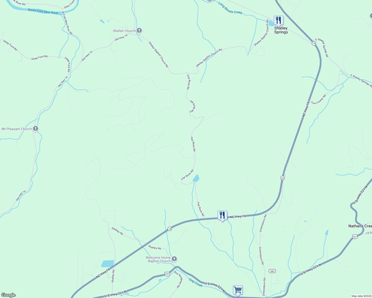 map of restaurants, bars, coffee shops, grocery stores, and more near 1103-1133 Flat Rock Road in Crumpler