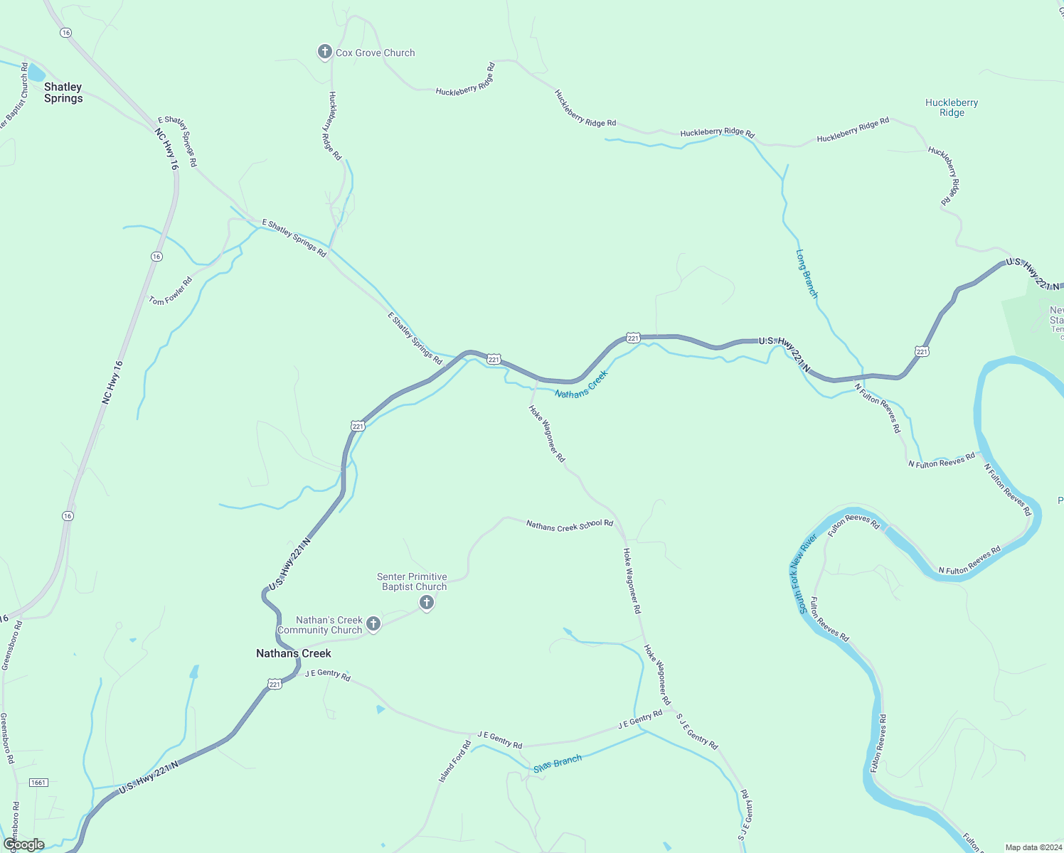 map of restaurants, bars, coffee shops, grocery stores, and more near Wagner Way in Ashe County