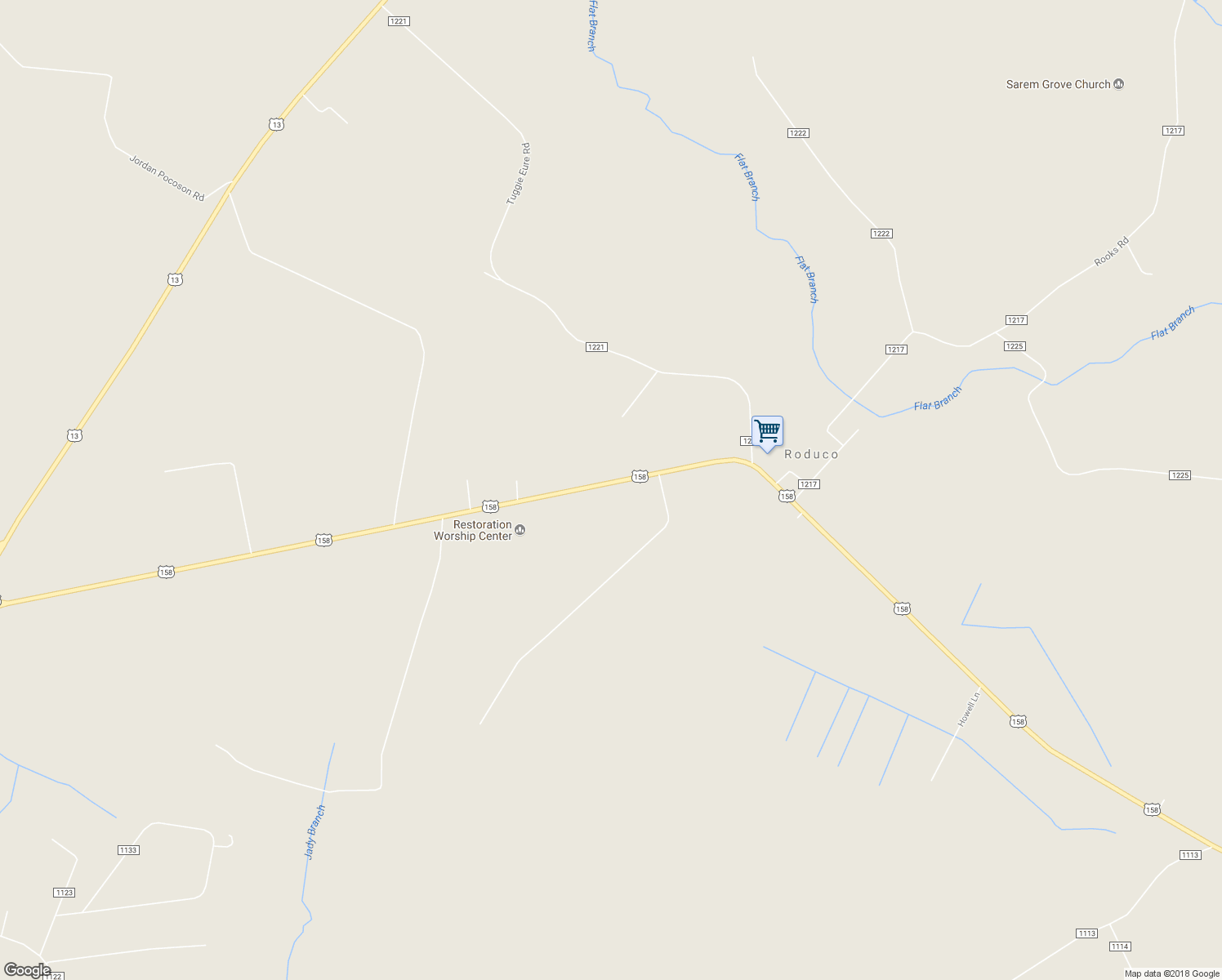 map of restaurants, bars, coffee shops, grocery stores, and more near 1546 U.S. 158 in Eure
