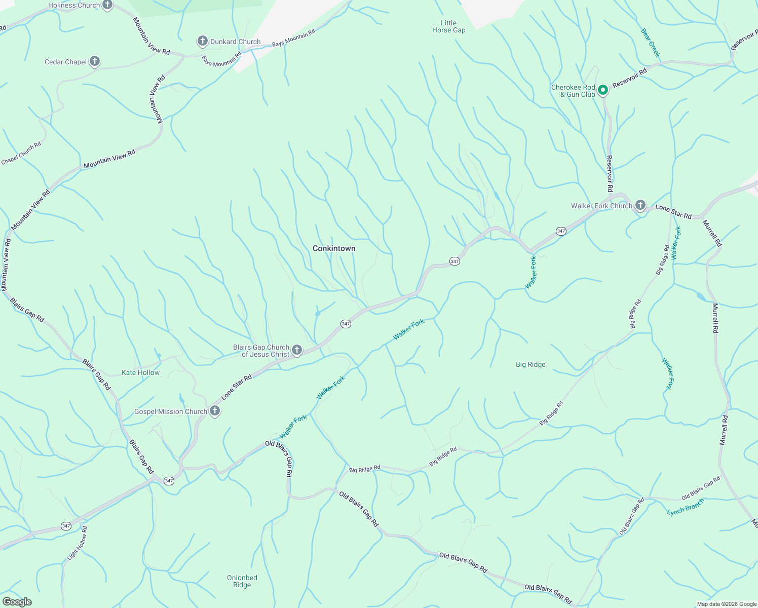 map of restaurants, bars, coffee shops, grocery stores, and more near 7077 Lone Star Road in Kingsport